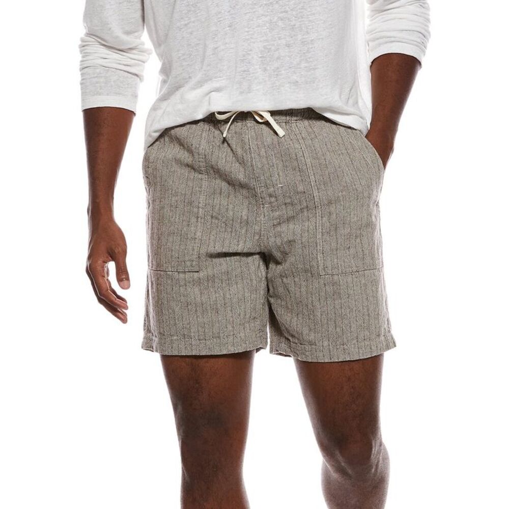 Jason Wu Mens  Drawstring Pull-On Linen-Blend Short, Brown